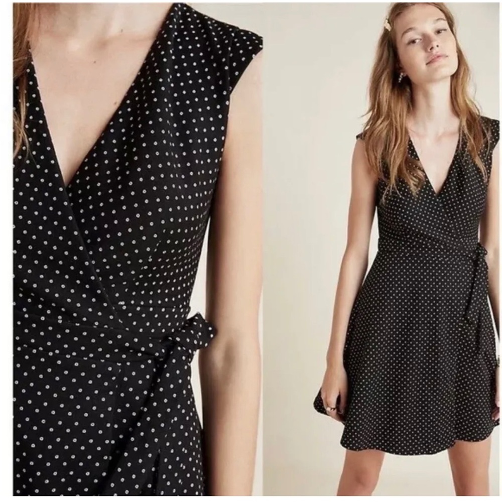Hutch Black & White clip dot Wrap Dress | S